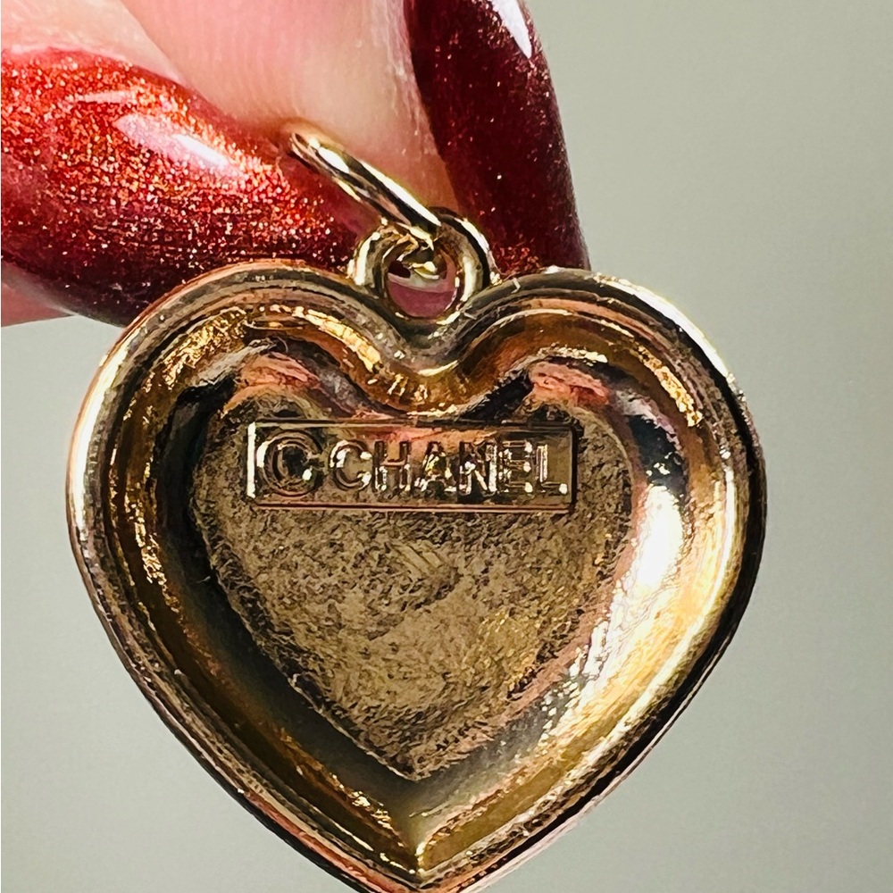CHANEL Gold Puffy Heart Charm with Pink Accents - Picture 3 of 4